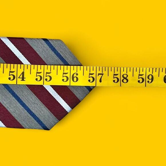 Tommy Hilfiger 100% Silk Striped Tie – Red/Navy/Grey – 3.75” Width - Picture 6 of 7